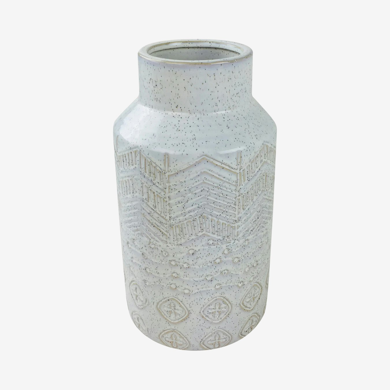 Herringbone Textured Vase - White by Geko Products