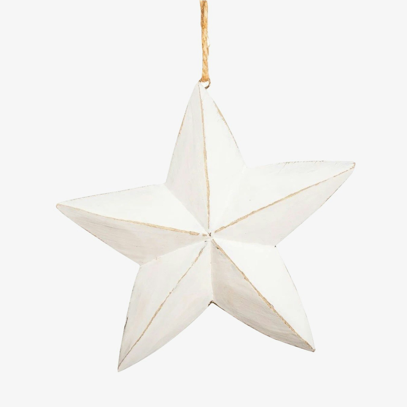 Wood Hanging Star Decoration Large - White by Geko Products