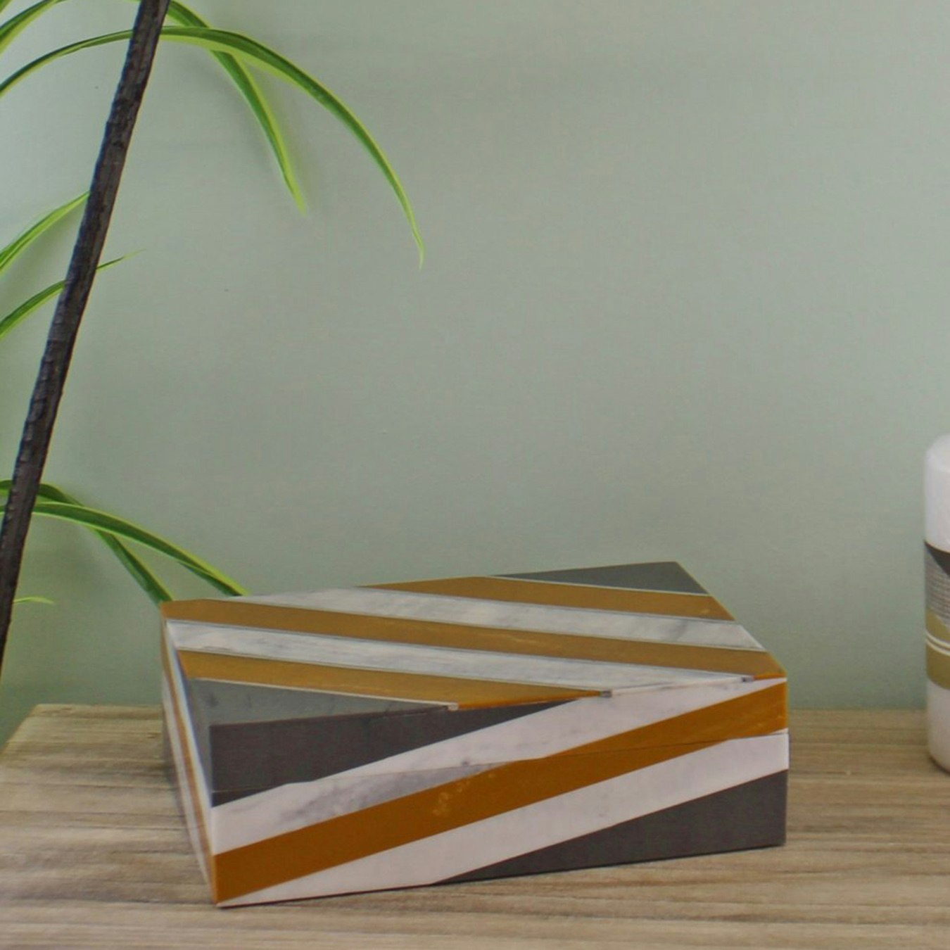 Diagonal Stripes Trinket Box by Geko Products