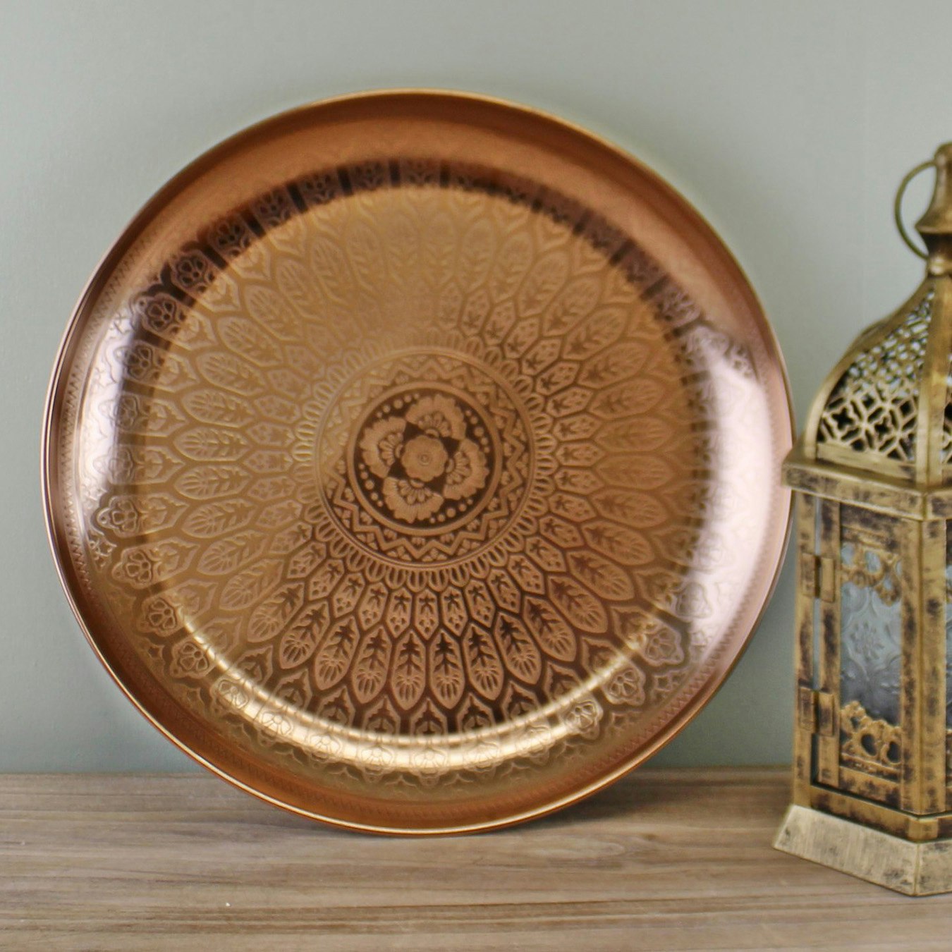 Etched Metal Decorative Tray - Copper by Geko Products