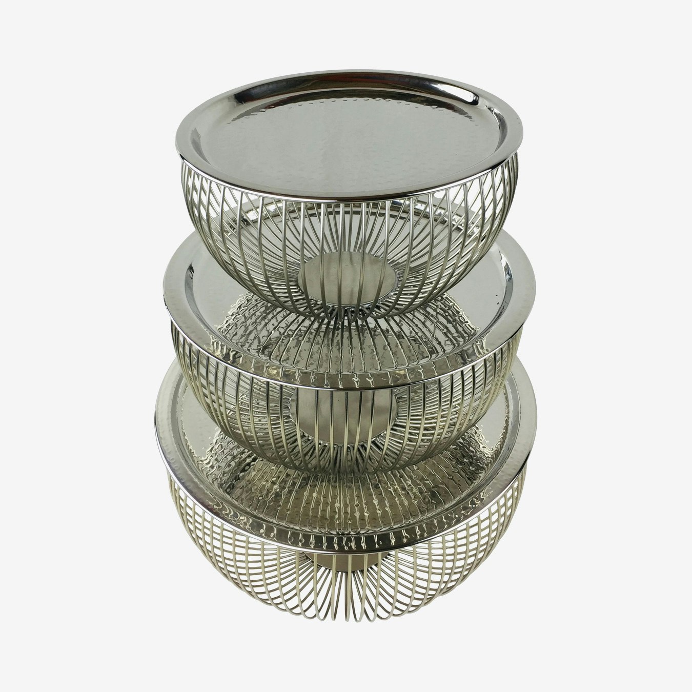 Bowls with Plate Tops - Silver - Set of 3 by Geko Products