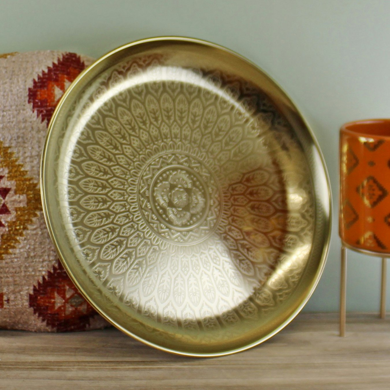 Kasbah Metal Decorative Tray - Gold by Geko Products