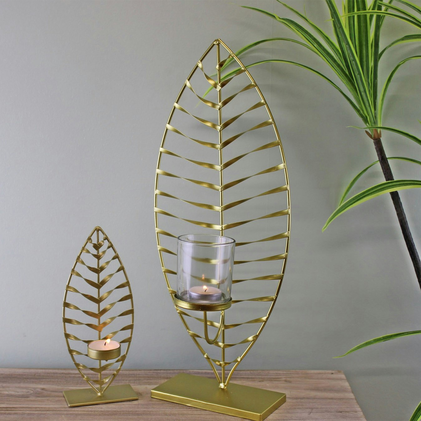 Leaf Tealight Holder - Gold by Geko Products