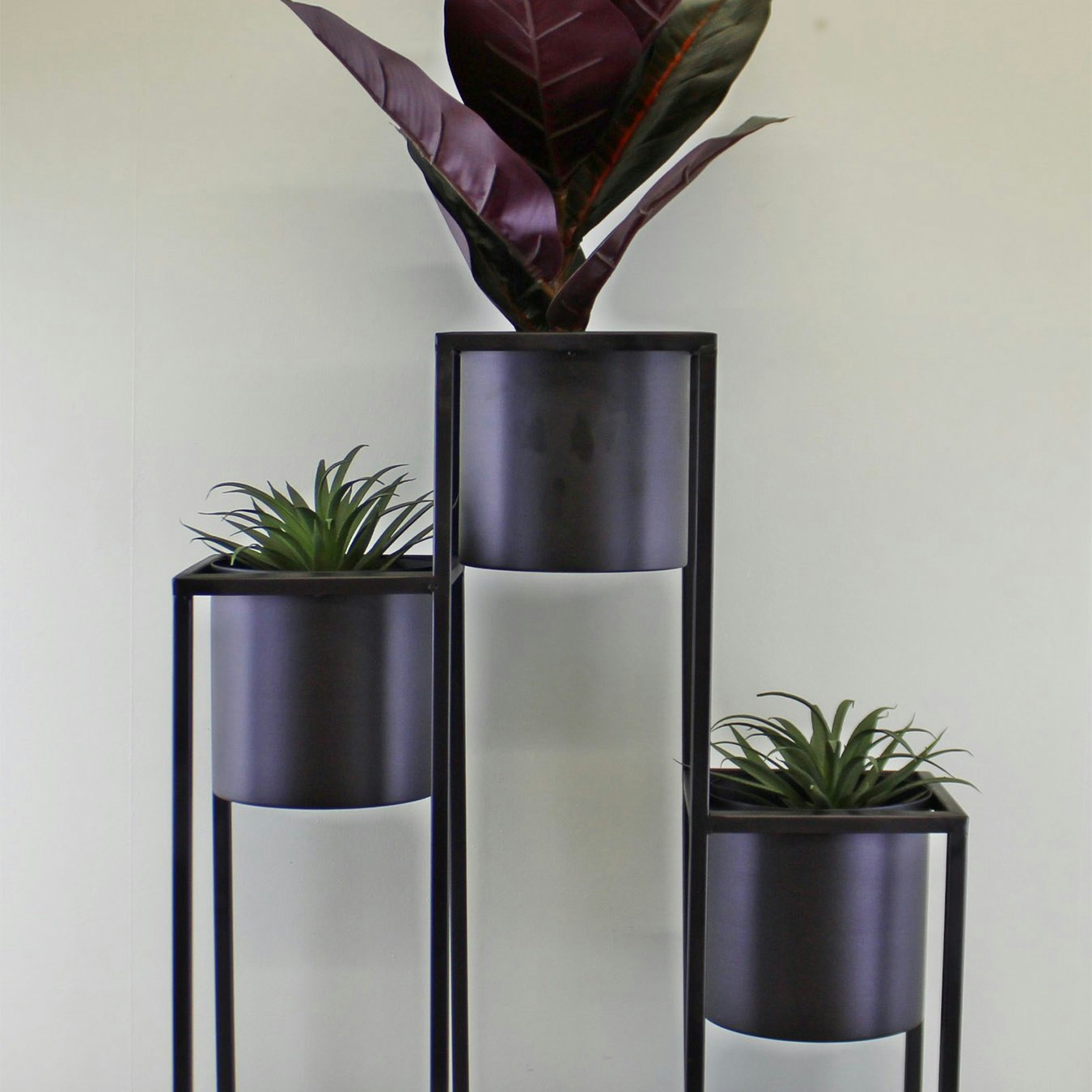 Metal 3-Planter Shelf - Black by Geko Products