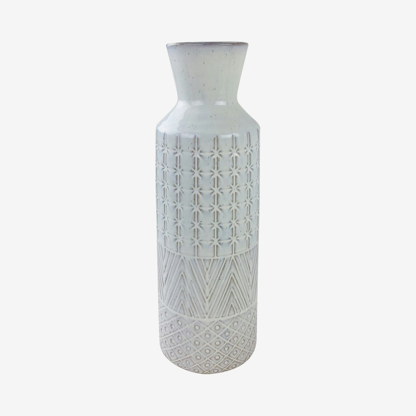 Star Textured Stoneware Vase - White by Geko Products