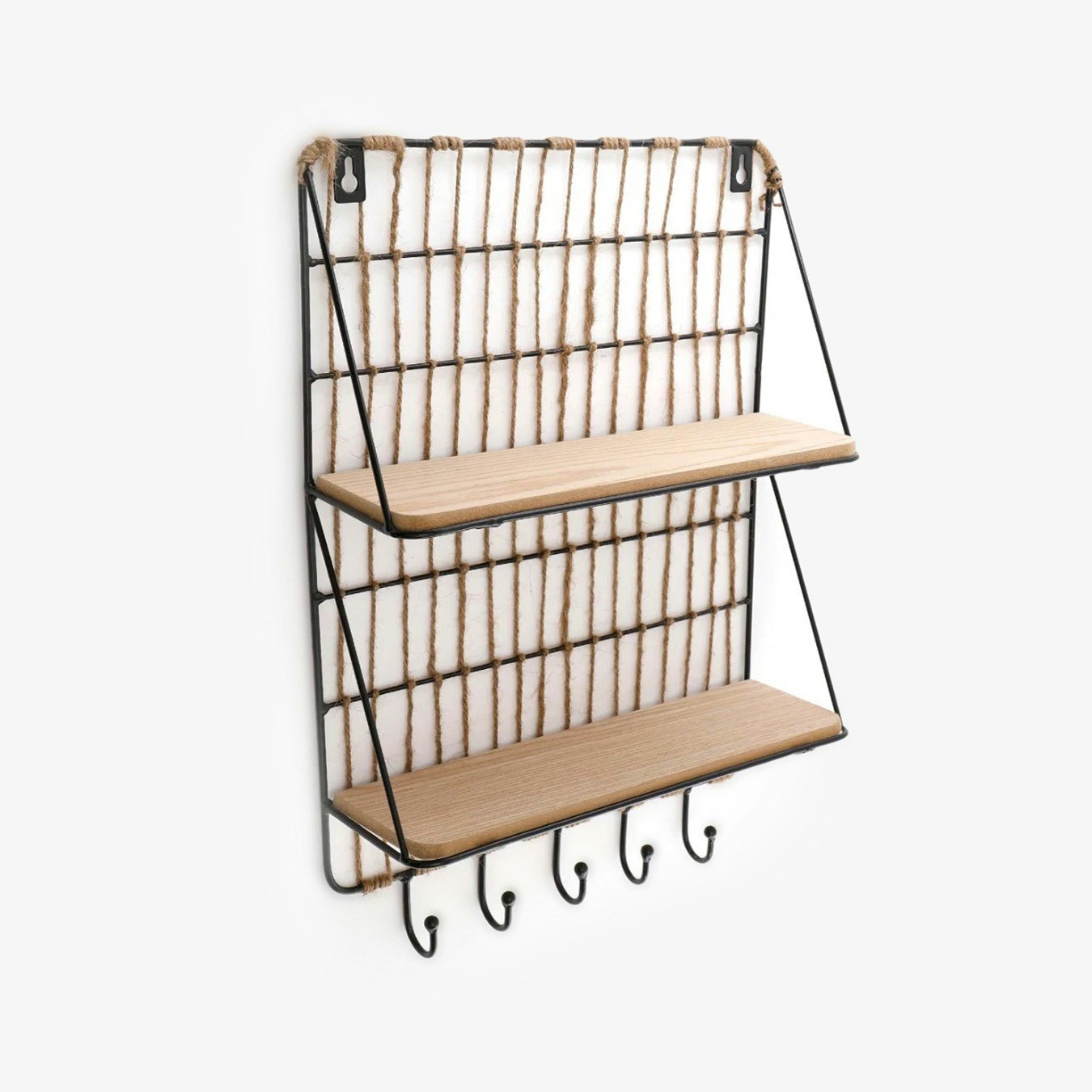 Synergy Wooden Shelf with 4 Hooks by Geko Products