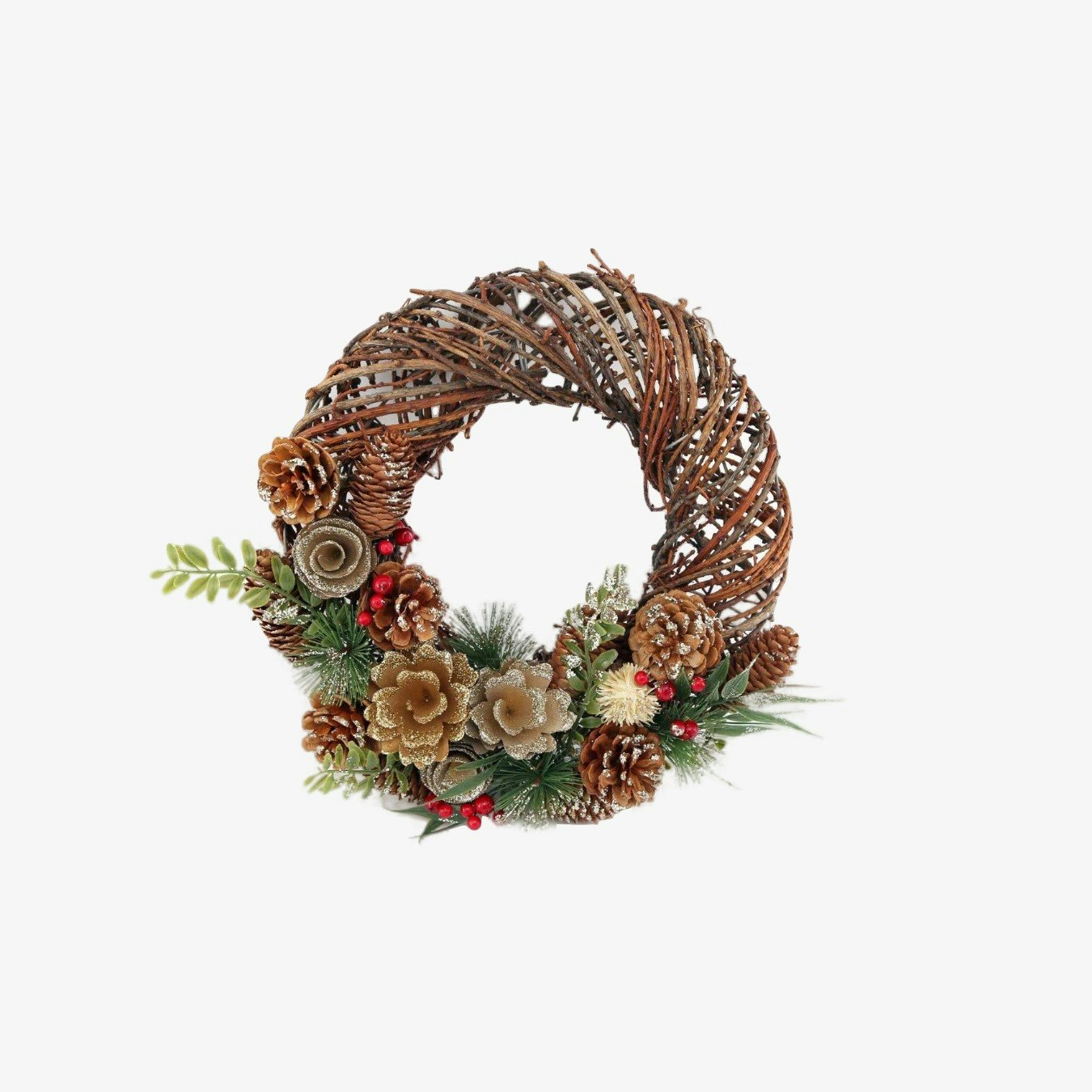 Twisted Pine & Berry Botanical Christmas Wreath by Geko Products