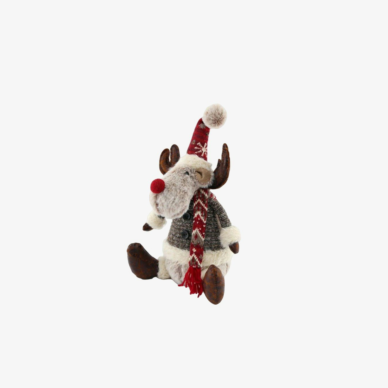 Sitting Reindeer With Knitted Coat by Geko Products