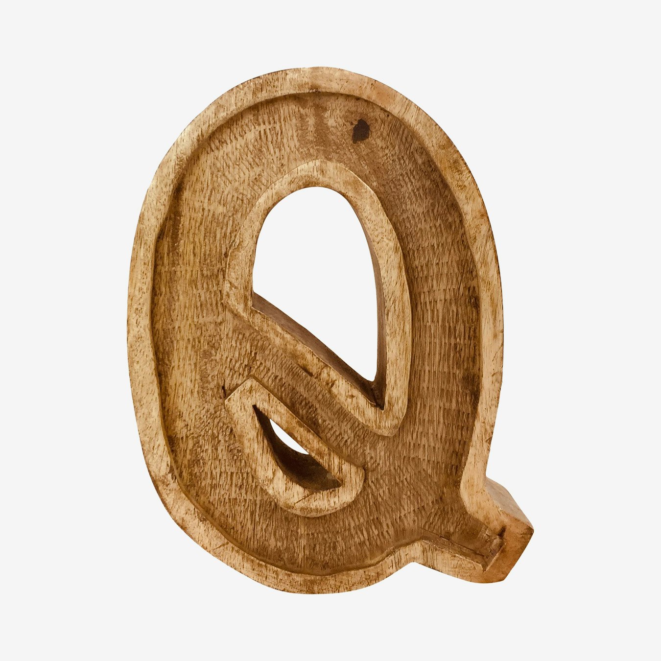 Carved Letter Q - Wood by Geko Products