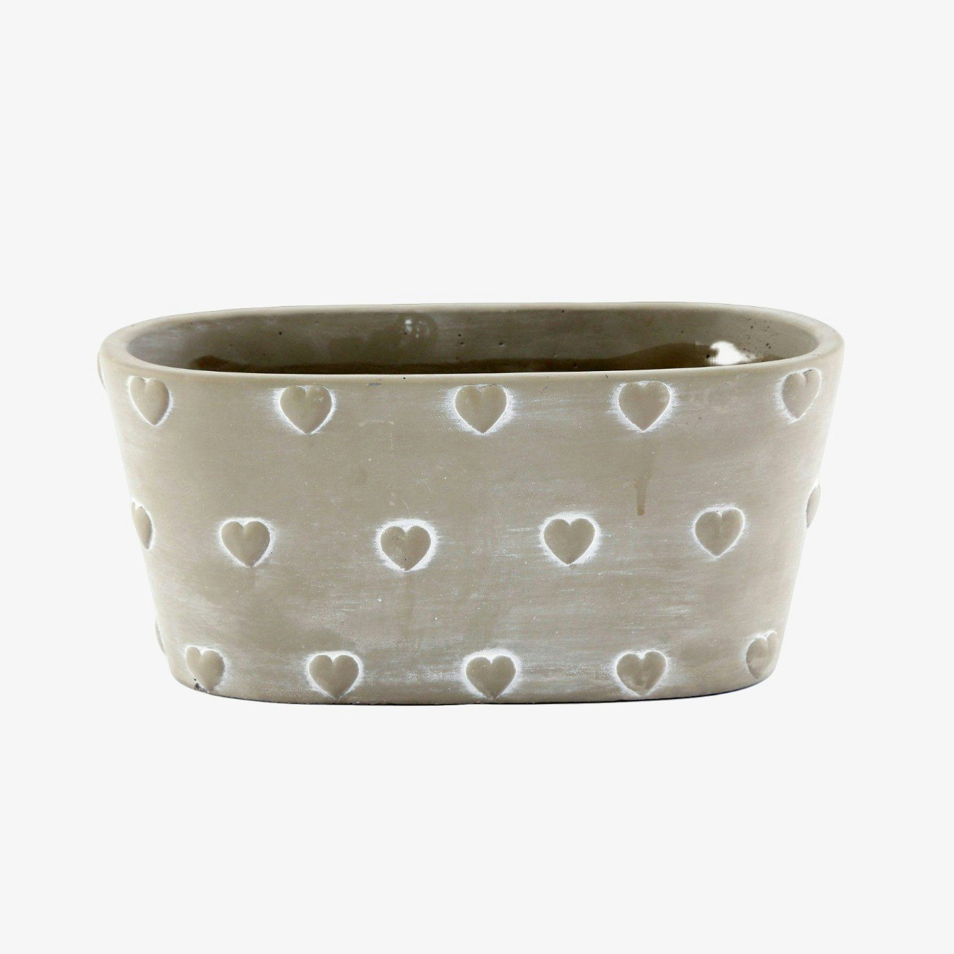 Rectangular Stone Hearts Planter - Grey by Geko Products