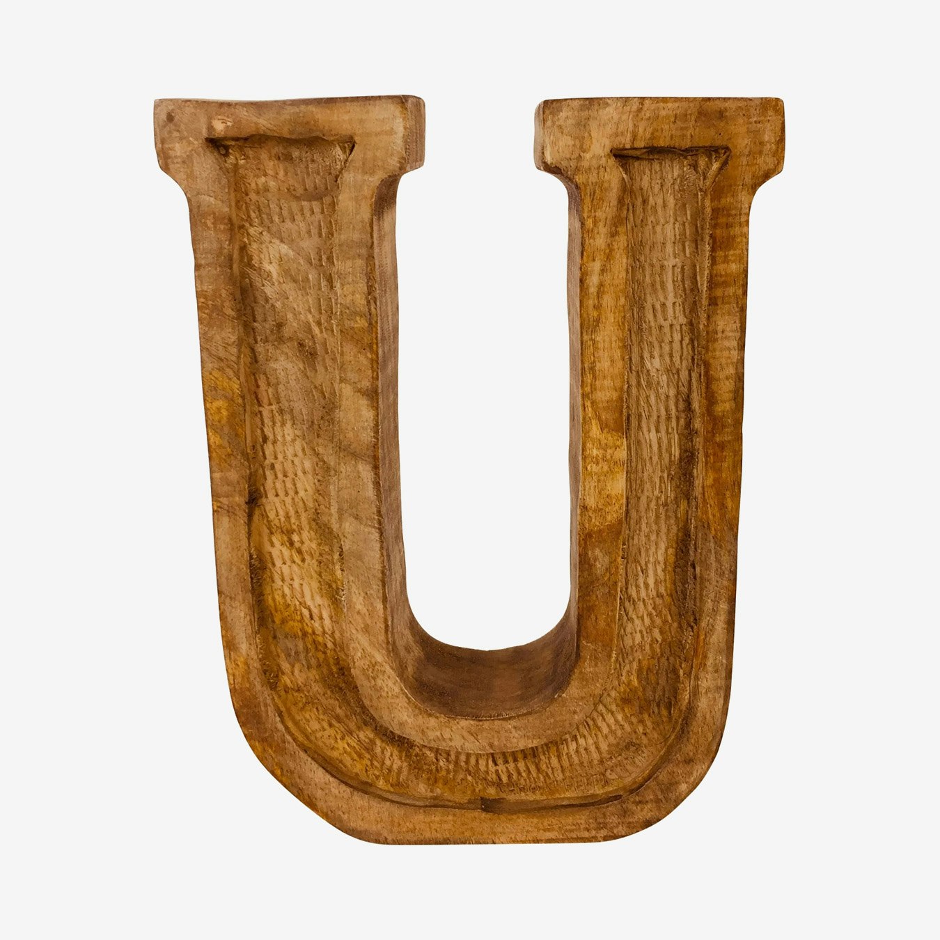 Carved Letter U - Wood by Geko Products