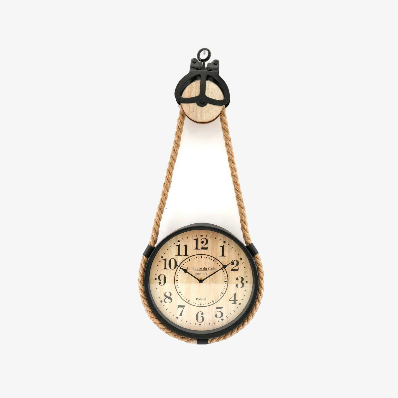 Industrial Hanging Rope Metal Clock - Black by Geko Products