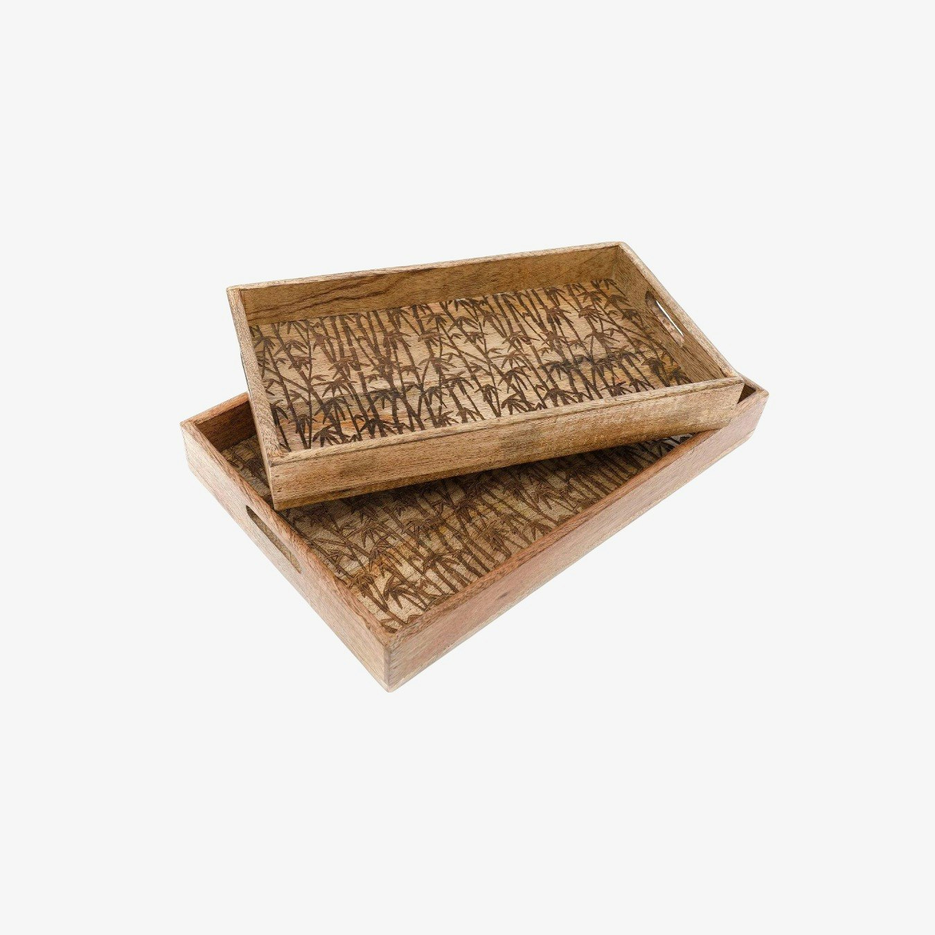 Bamboo Wooden Trays - Set of 2 by Geko Products