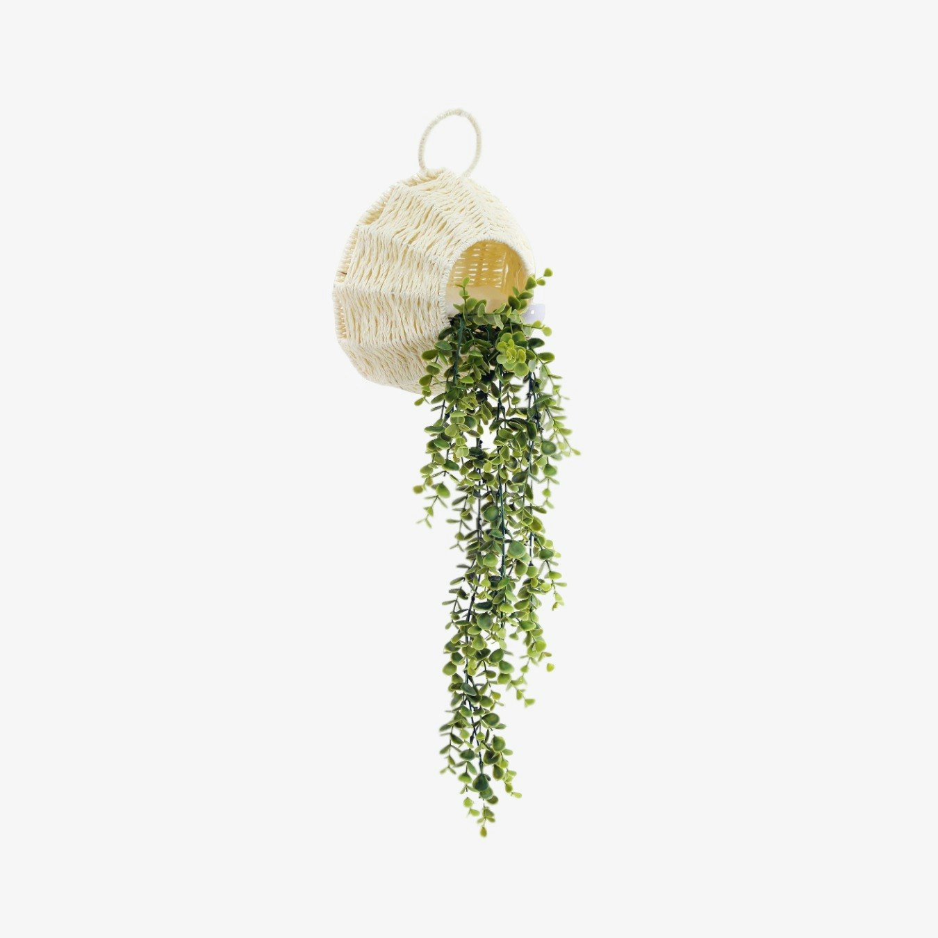 Macrame Waxed Wall Hanging Faux Eucalyptus Decoration by Geko Products