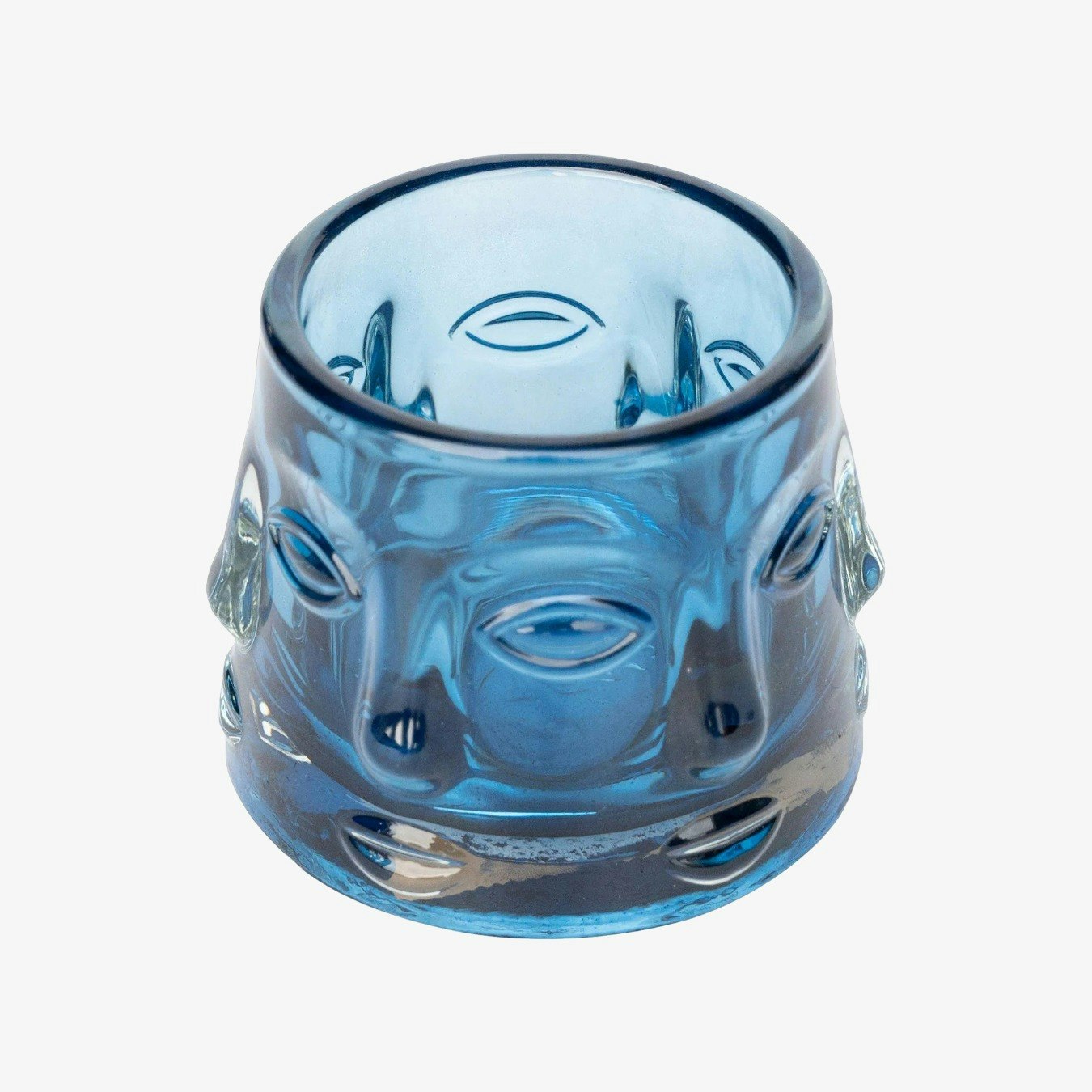 Glass Face Design Candle Holder - Blue by Geko Products