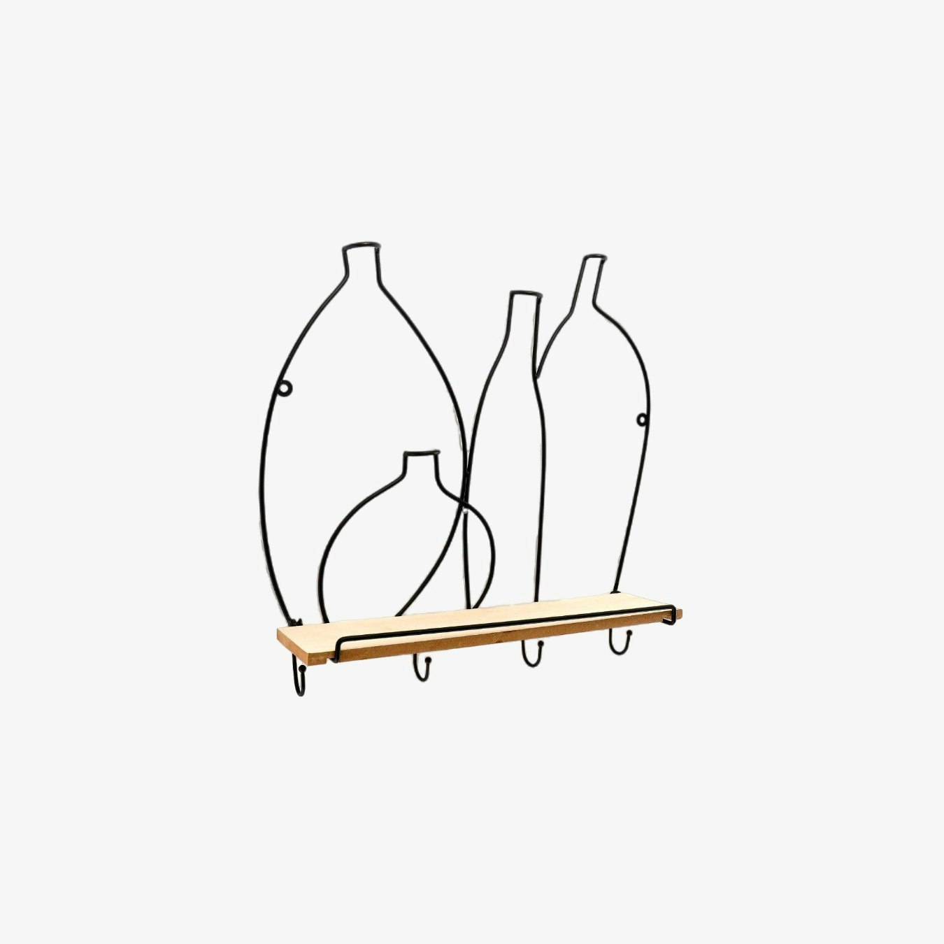 Wire Bottle Design Shelf with 4 Hooks by Geko Products