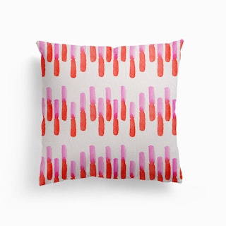 Pink And Red Watercolor Stripes Canvas Cushion