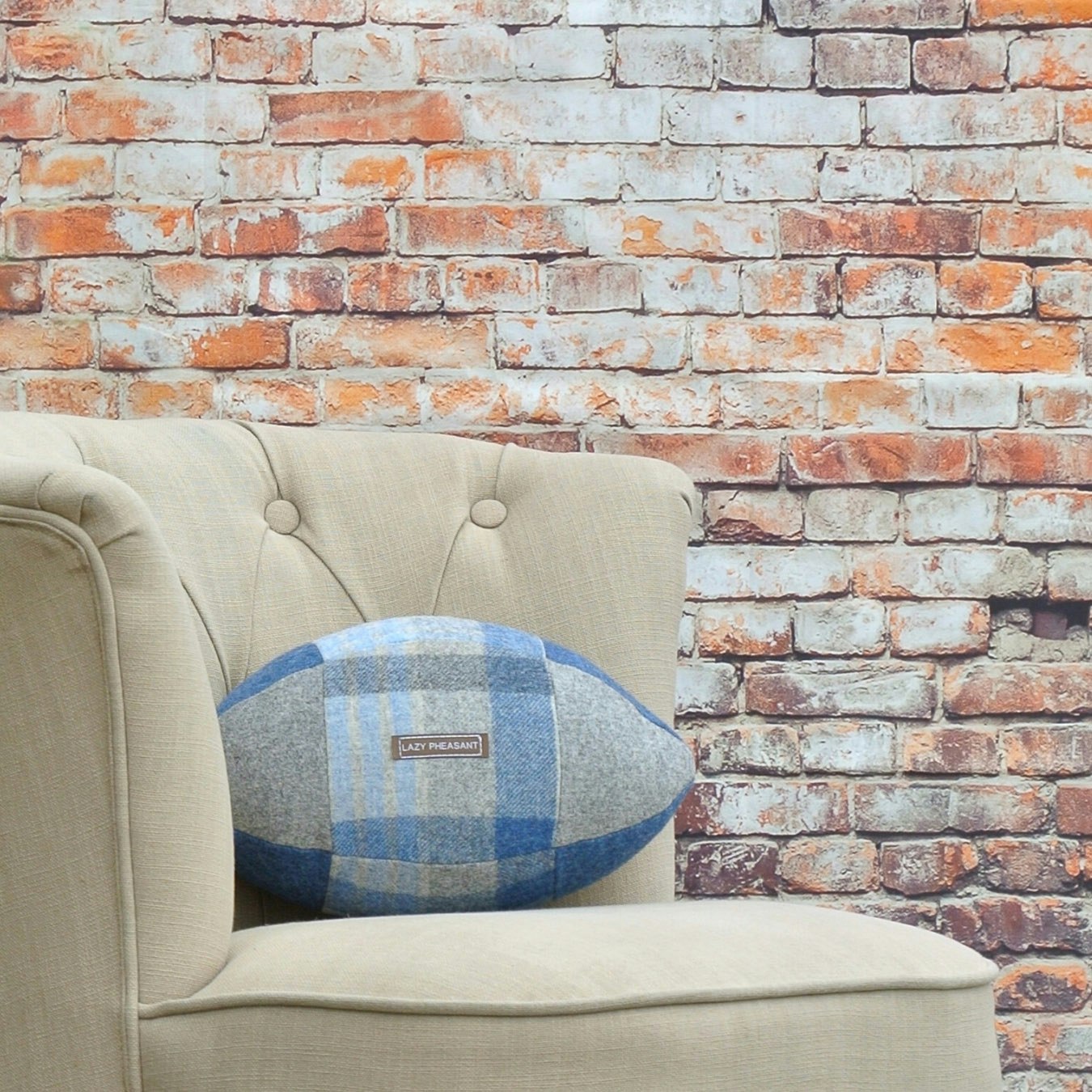 Rugby Ball Cushion - Blues by Lazy Pheasant