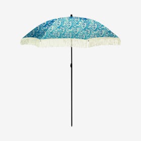 Wave Beach Umbrella - Blue / White