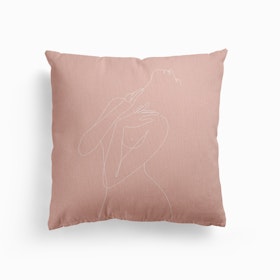 Wake Woman Line Pink Canvas Cushion