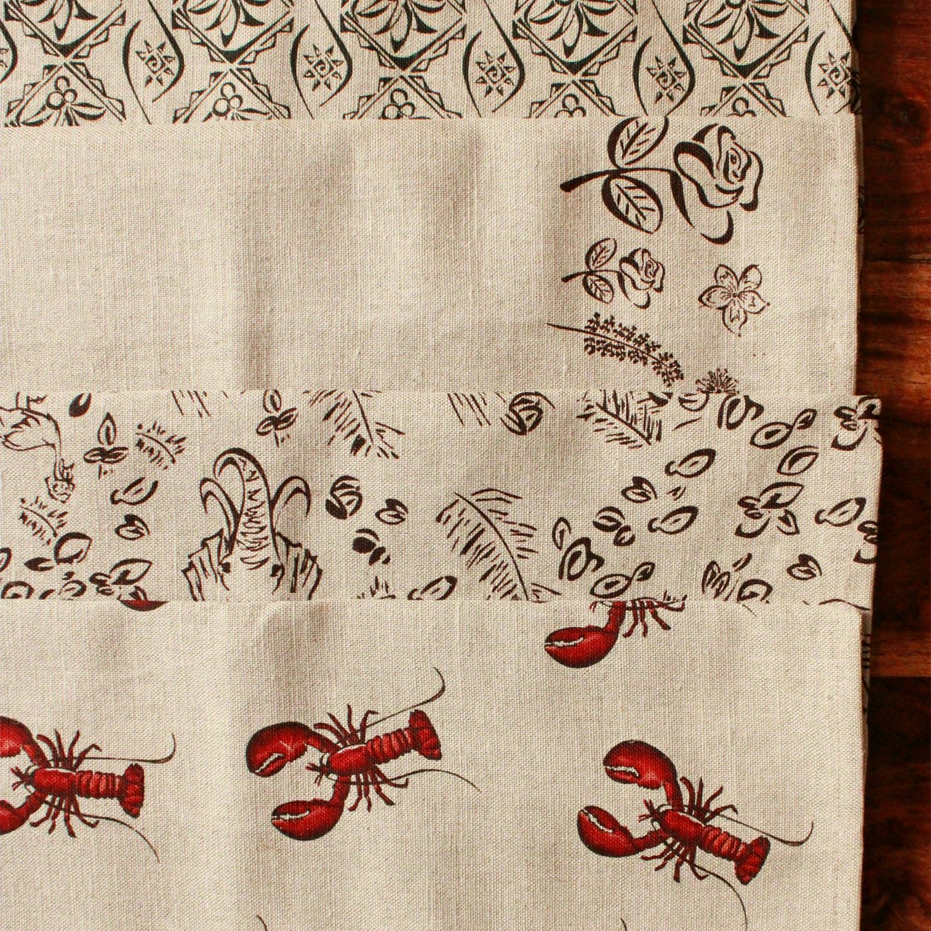 Linen Tea Towel - Blue and Red Lobster - Set of 2 by Milly Sands
