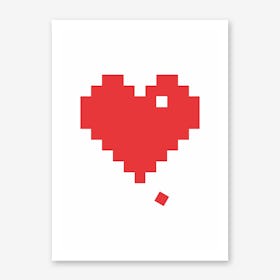 Red Pixel Heart Art Print