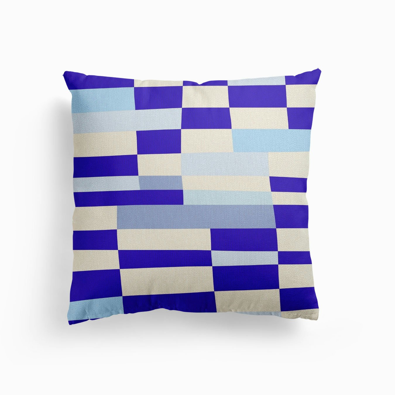 Blue Bar Checker Canvas Cojín