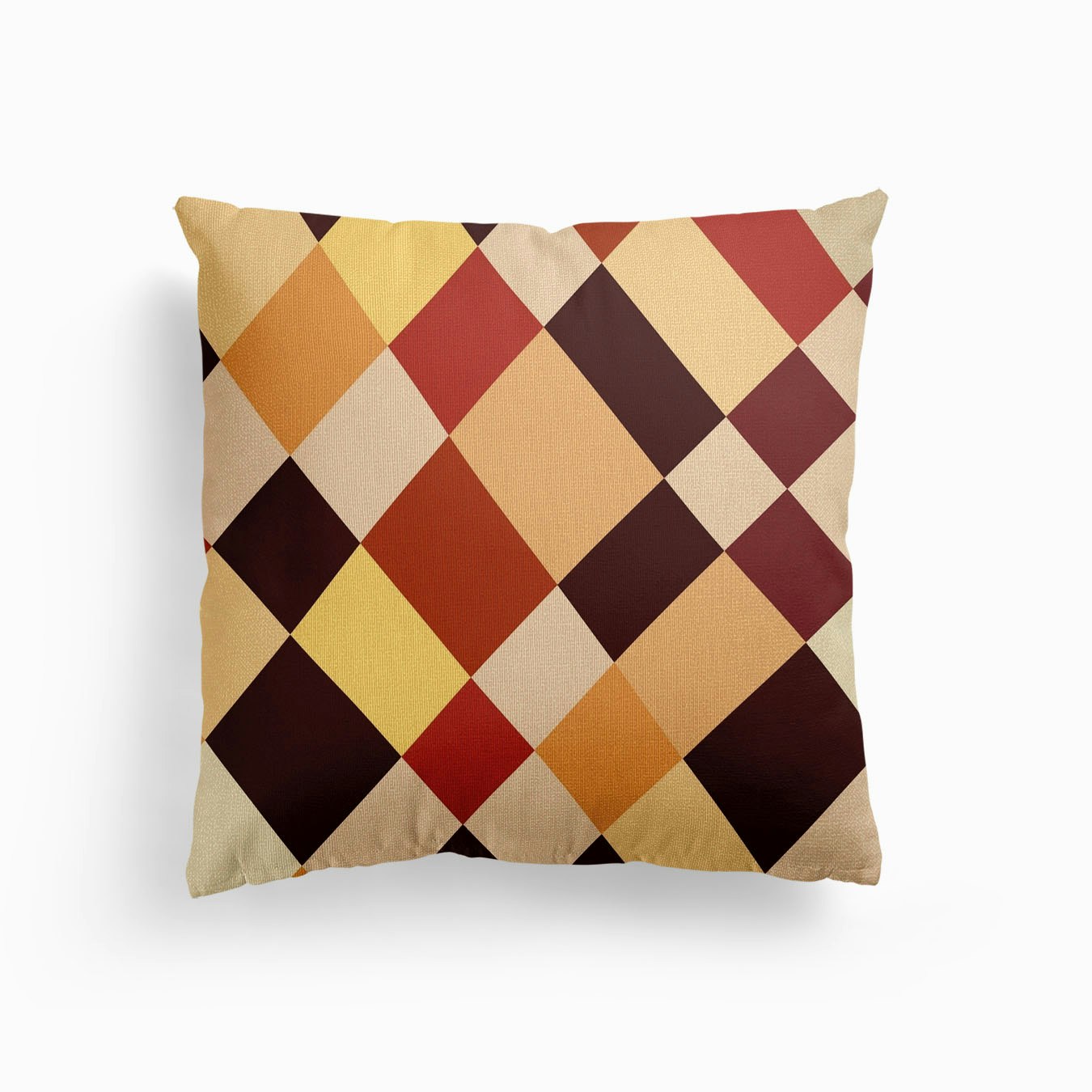 Earth Tone Diamond Checker Canvas Cuscino