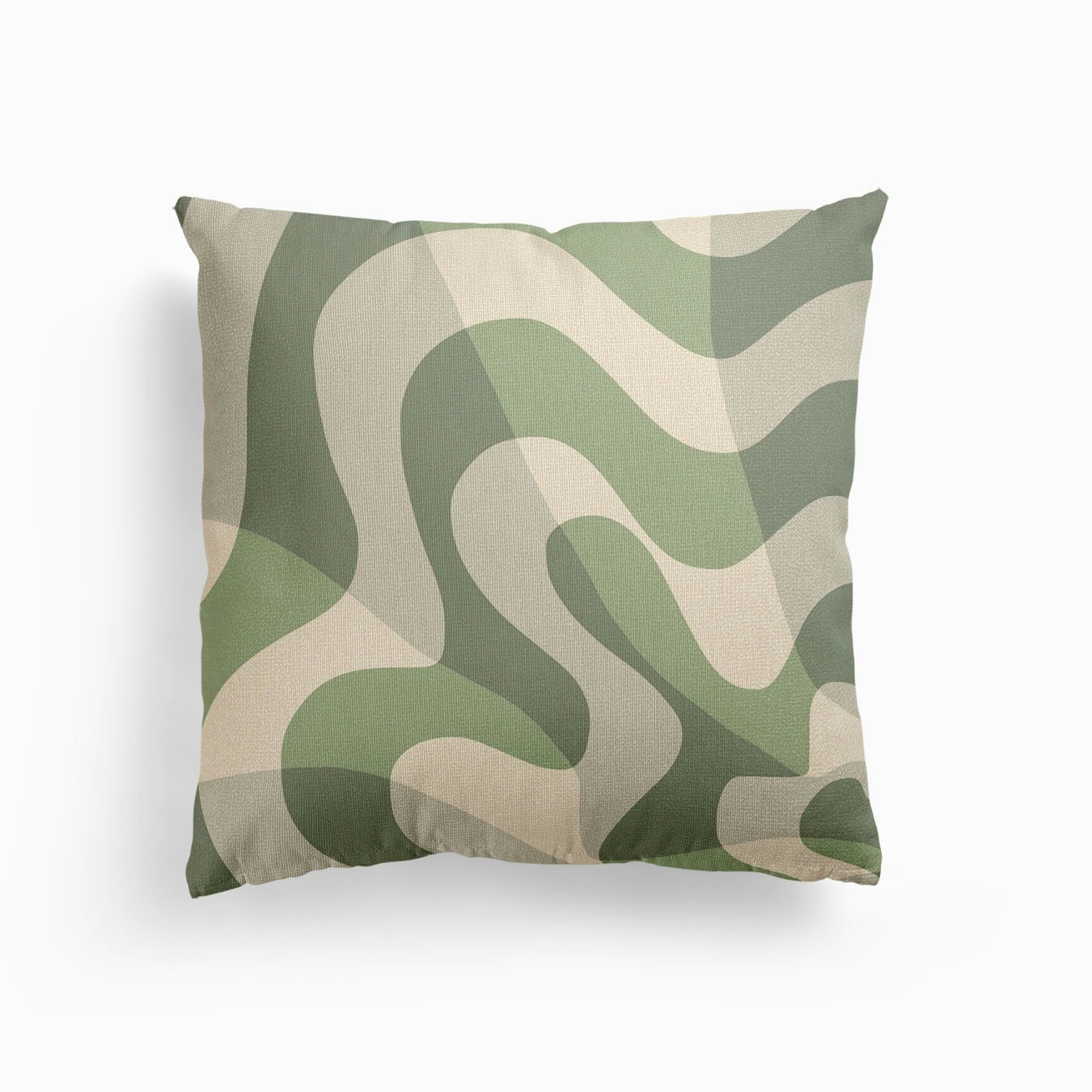 Olive Green Wavy Stripes Canvas Cushion by Little Dean