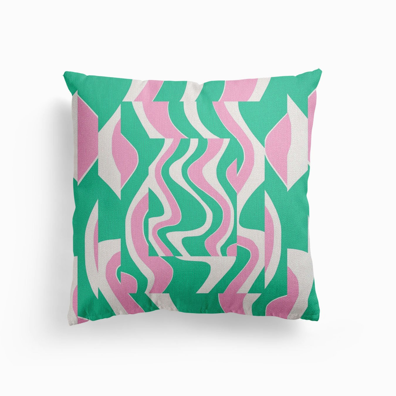 Pink And Mint Abstract Canvas Cushion by Little Dean