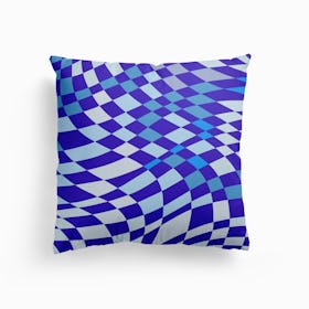 Shades Of Blue Checker Canvas Cushion