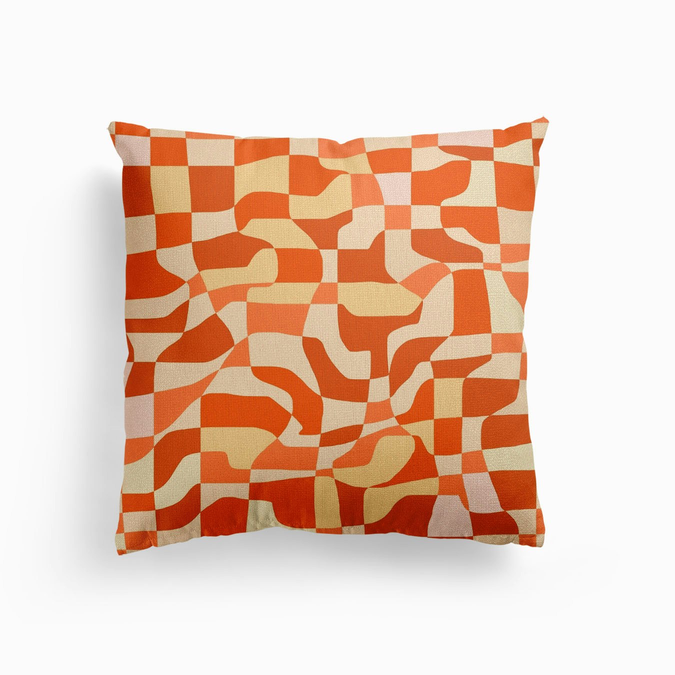 Red Shades Mosaic Checker Canvas Cushion by Little Dean