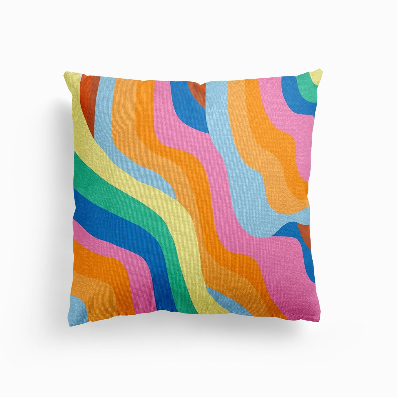 Rainbow Liquid Abstract Canvas Cushion by Little Dean