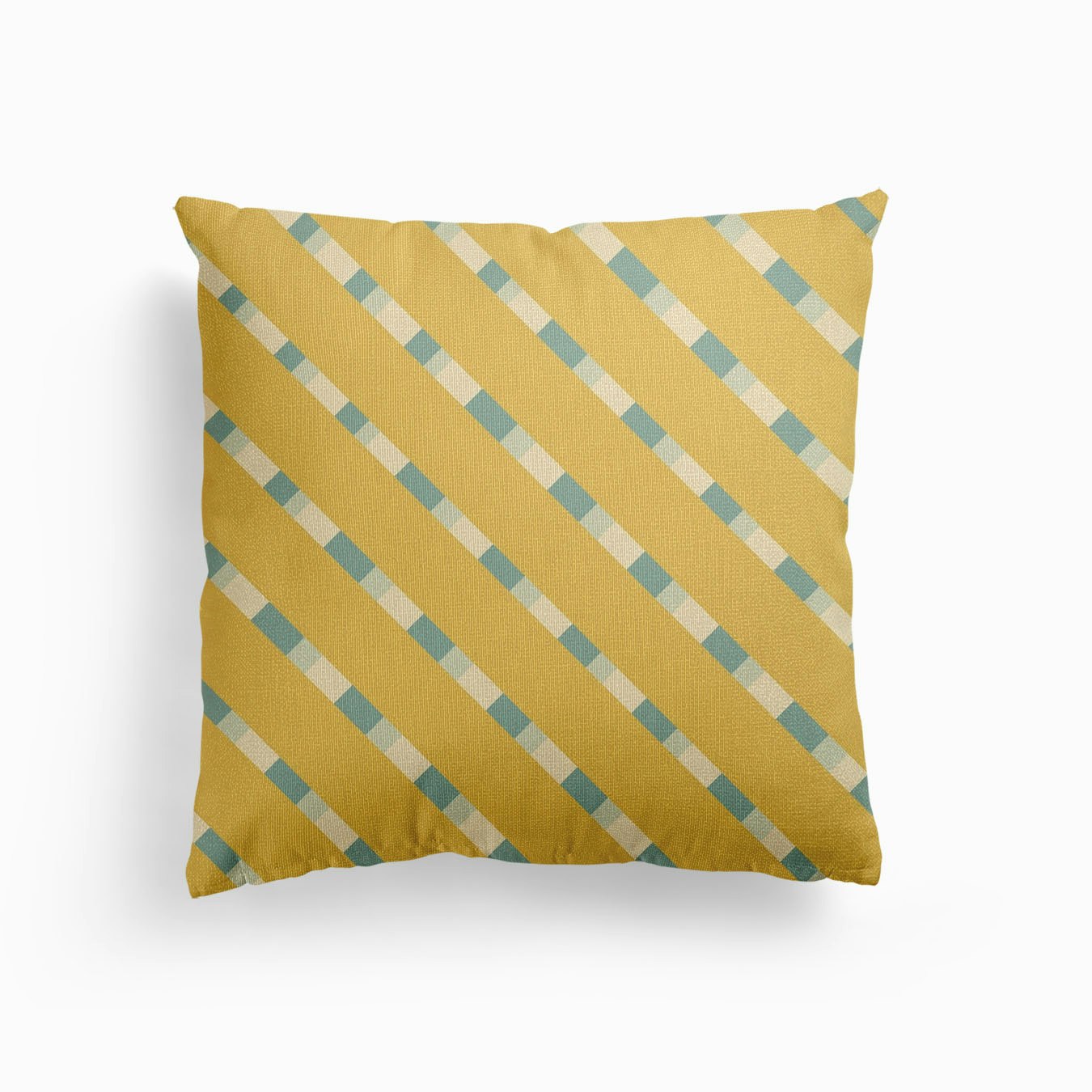 Striped Pattern In Ochre Canvas Coussin