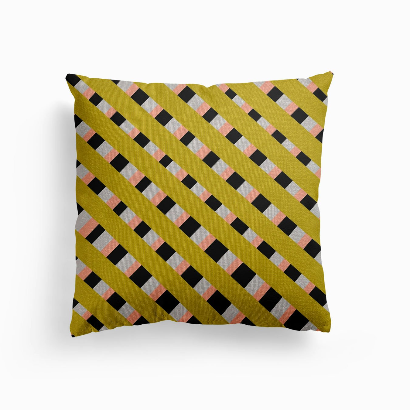 Thin Stripes In Ochre Canvas Cushion by Little Dean