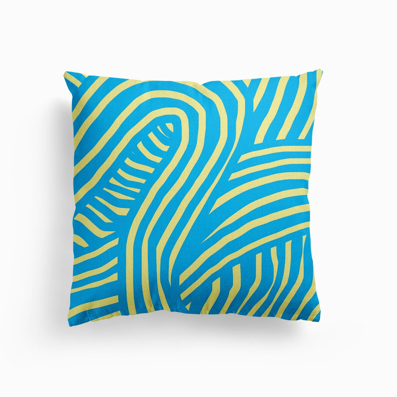Blue And Yellow Striped Abstract Canvas Cojín