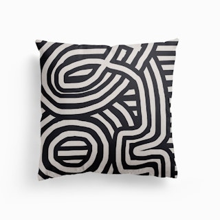 Black Grey Striped Abstract Canvas Cushion