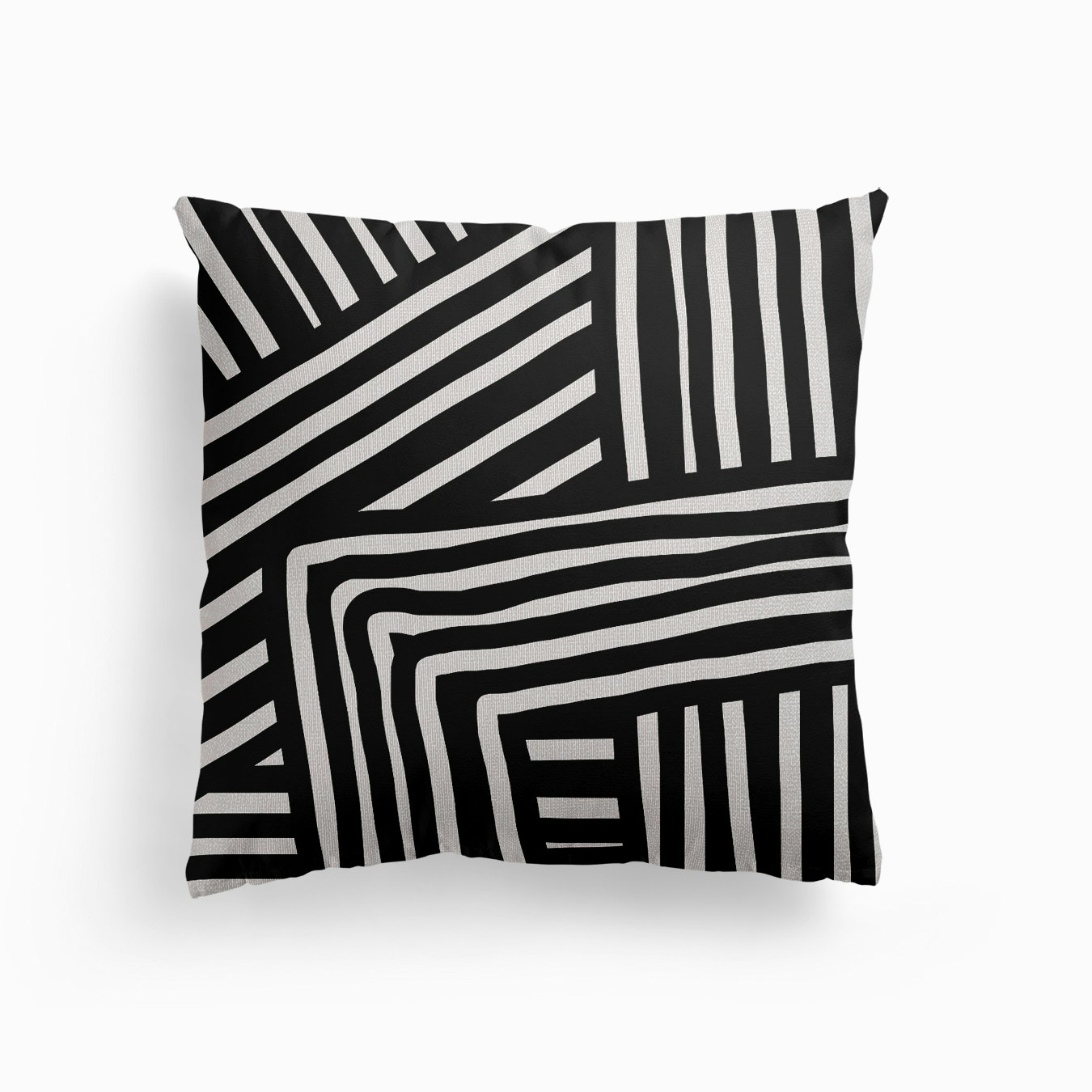 Black And Grey Striped Abstract Canvas Cuscino