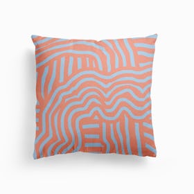 Pink Blue Striped Abstract Canvas Cushion