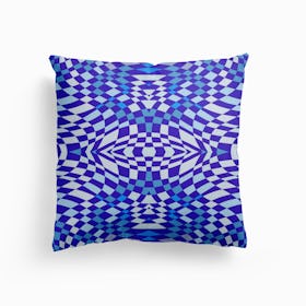 Shades Of Blue Checker 2 Canvas Cushion