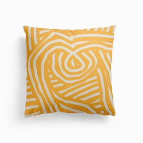 Yellow Mustard Striped Abstract Canvas Cushion