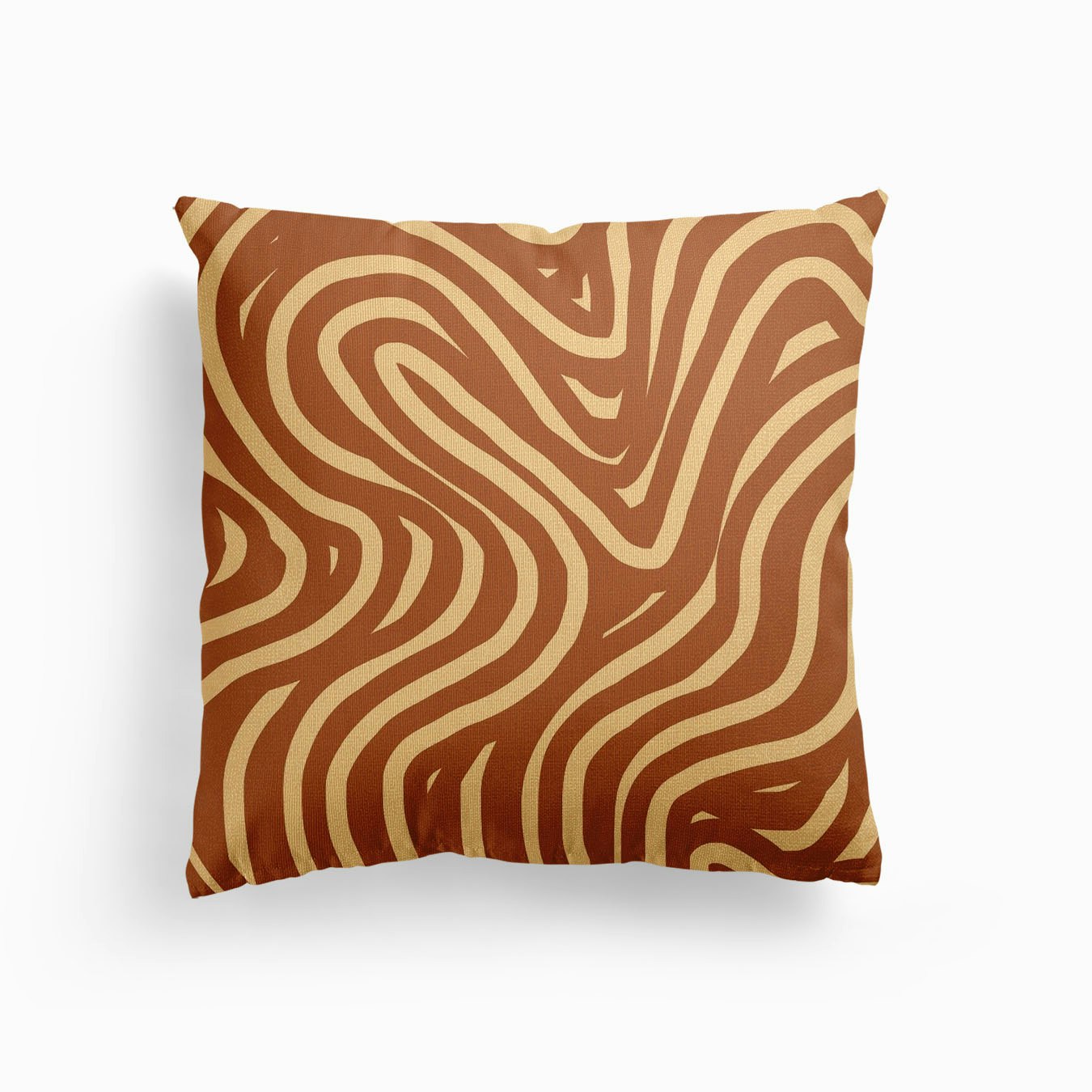 Tan Brown Striped Abstract Canvas Cushion by Little Dean
