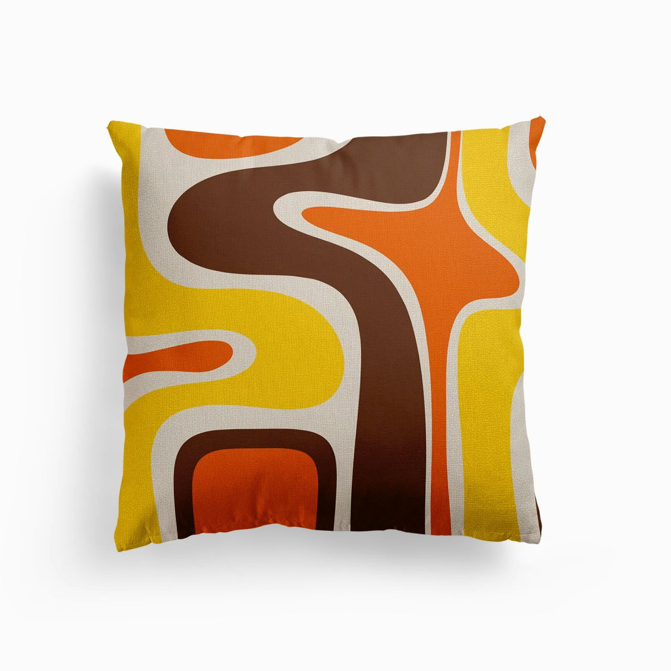 Copacetic Retro Abstract 70s Brown Orange Mustard Beige Canvas Kissen