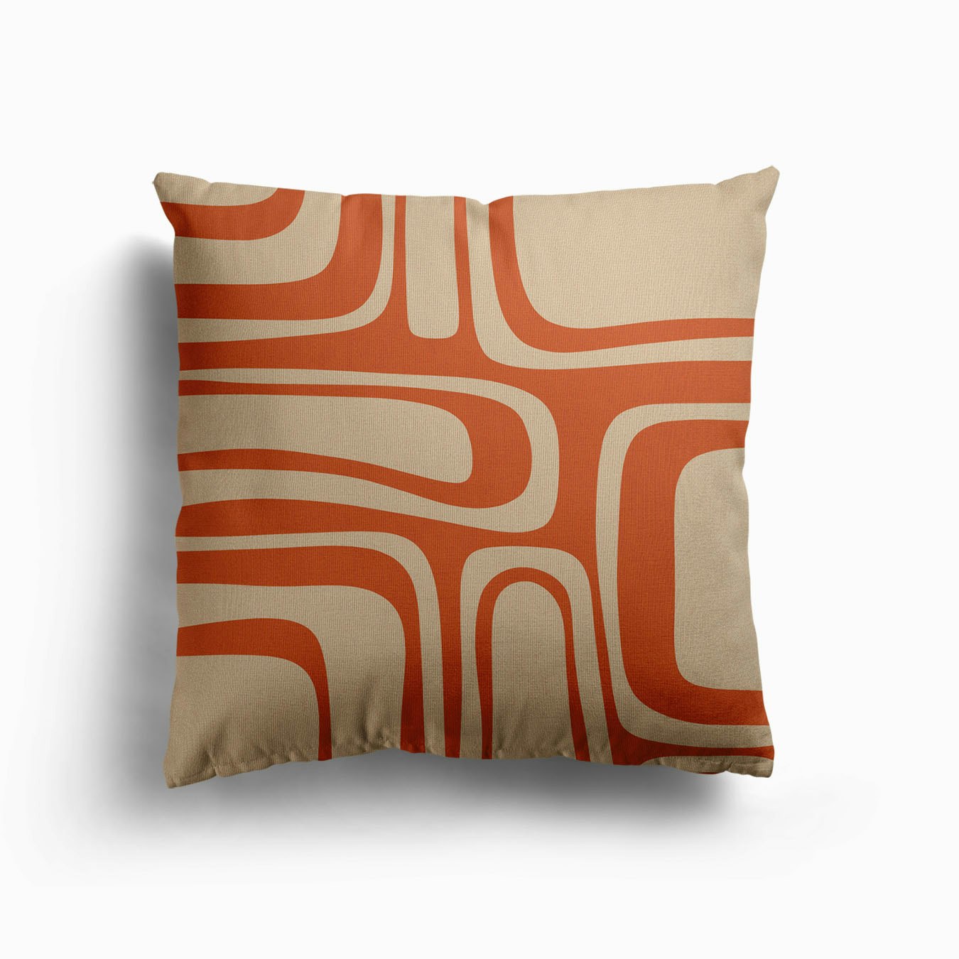 Palm Springs Midcentury Minimalist Abstract In Burnt Orange And Beige Canvas Cuscino