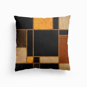 Mondrian Grid Black 2 Canvas Cushion