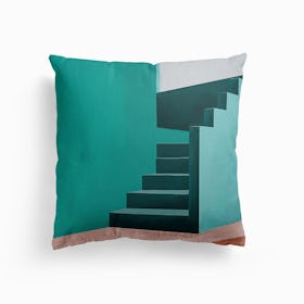 Stairs And Stories Green Canvas Cushion