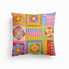 Funky Patchwork Canvas Cushion