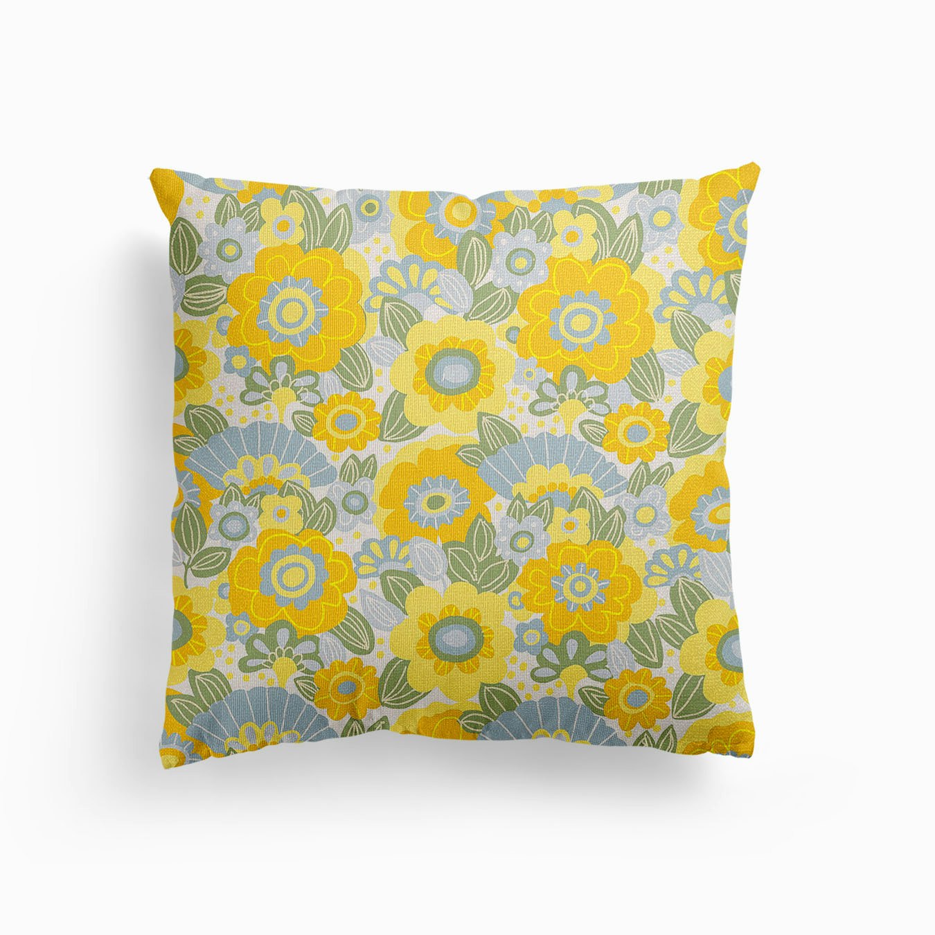Yellow Bloom Canvas Cushion by Gigi Rosado