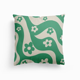 Green And White Canvas Cushion
