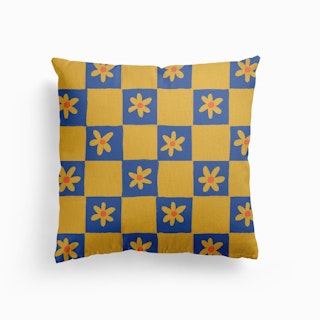 Yellow And Blue Canvas Cushion